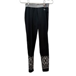 Nike Pro Black Athletic Leggings‎ Geometric Print Women's Size S Dri Fit
